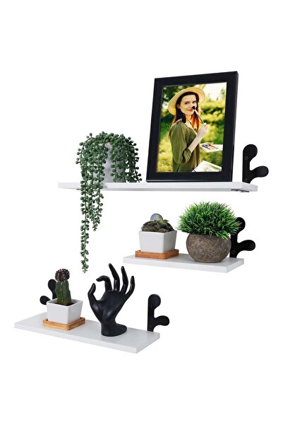 Belle Vous Set de 3 rafturi de perete, 23/33/43 x 12 x 10 cm, MDF, Alb