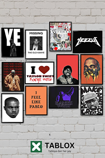 TABLOX 12 Parça Kanye West Ye Hip Hop Rap Müzik Albüm Estetik Kültür Dekorati...