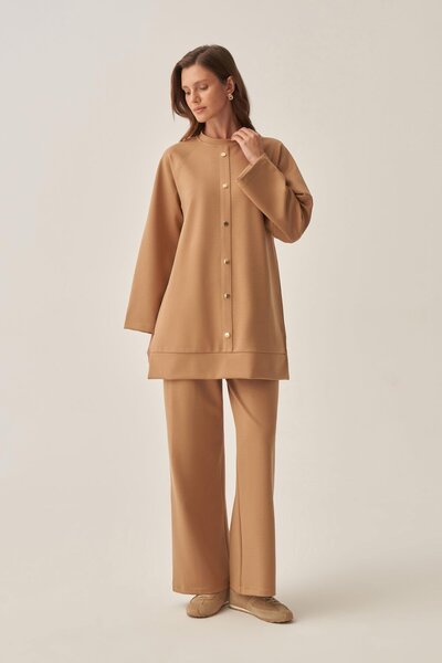 ALLDAY Gold Snap Fastener Stylish Trouser Suit