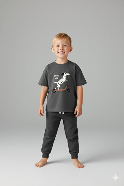 Monila Set de pantaloni și bluză pentru băieți, din bumbac, cu imprimeu câine...