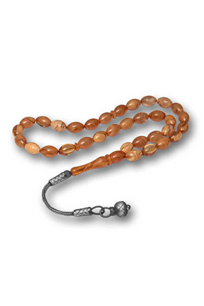 MEVAFA Silver Kazaz Tasseled Tight Amber Rosary
