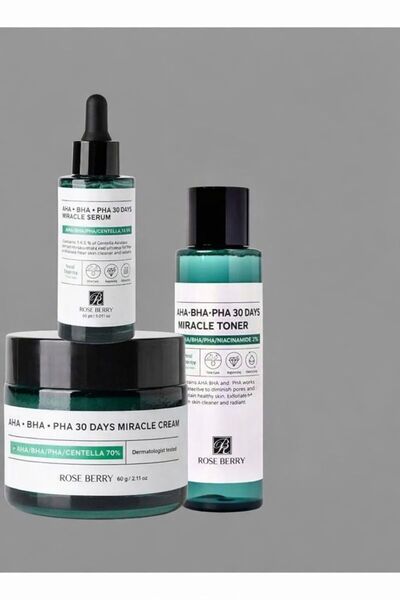 ROSE BERRYY سيروم روز بيري AHA • BHA • PHA المعجزة لمدة 30 يومًا + كريم + تون...