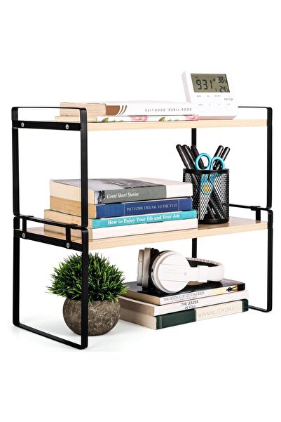 Belle Vous organizer shelf, wood and metal frame, 2 levels, 40.5 x 20 x 35.6c...