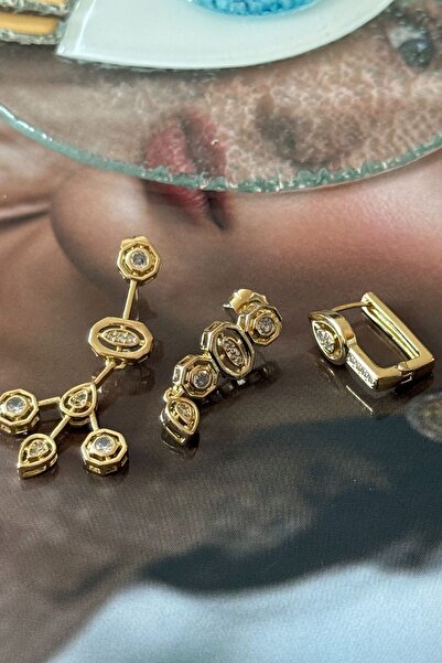 Trendy Butik Steel drop stone model zircon set earrings