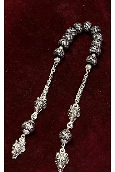 Zaza Tespih • Kurt Başı İmameli Gümüş İşlemeli Zaza Tesbih – Premium Seri