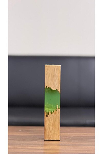 MOSTAFA Wooden table lamp with built-in LED lighting, blue color