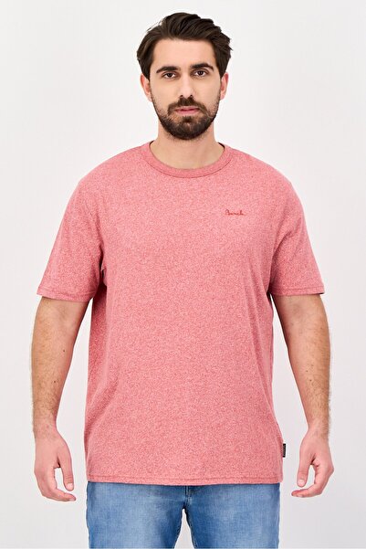 BENCH Men Crew Neck Short Sleeve Embroidered Logo T-Shirt, Heather Red