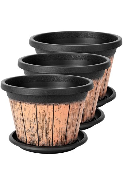 Belle Vous Set of 3 flower pots, 23 x 16 cm, 8.5 L, plastic, with drainage ho...