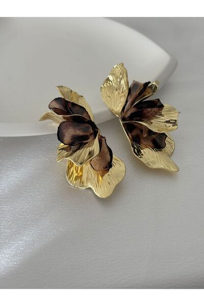 BIJUTERI Half Flower Plate Tulle Detailed Earrings