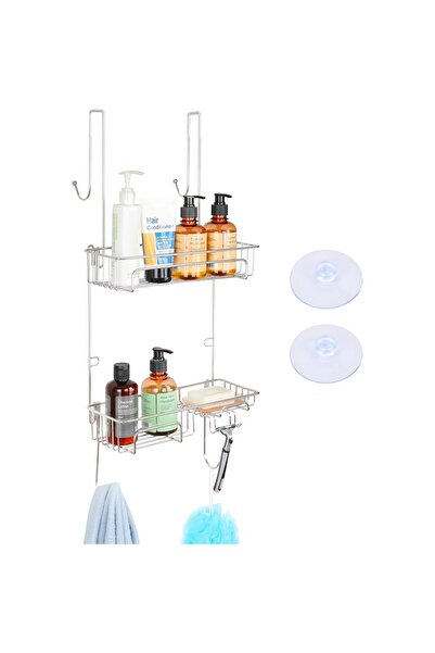 Belle Vous Shower shelf, 31 x 12 x 66 cm, 2 baskets, 2 suction cups, towel ho...