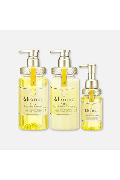 &Honey Silky Smooth Shampoo, Treatment & Hair Oil Set 440ML Each + 100ML