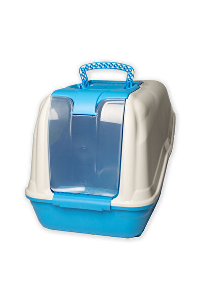 PisiMall Litieră Netta uriașă, pentru pisici, albastra, 65x49x50 cm