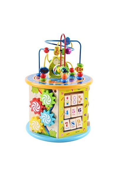 Toy Toy Toy Centru de joacă educativ din lemn cu labirint cu degete, ceas, nu...