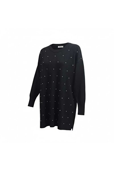 HESNA Merseerized Bat Sleeve Stone-Embellished Knitwear Tunic