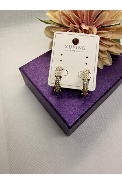 XUPING JEWELRY أقراط فولاذية مرصعة بحجر الزركون على شكل حلقة متعددة الأضلاع