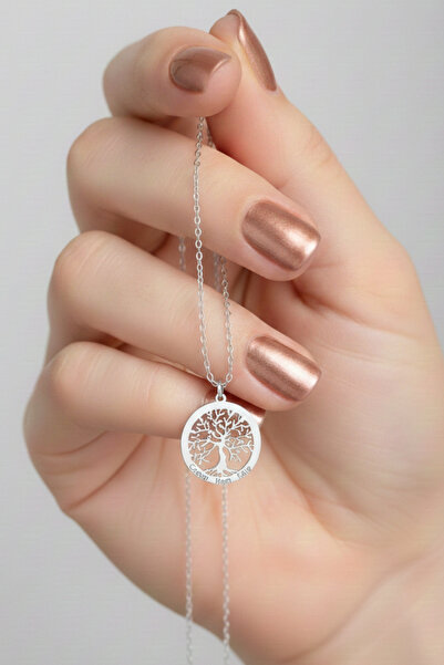 saramary 925 Ayar Gümüş Kişiye Özel Aile Hayat Ağacı Kadın İsimli Gümüş Kolye