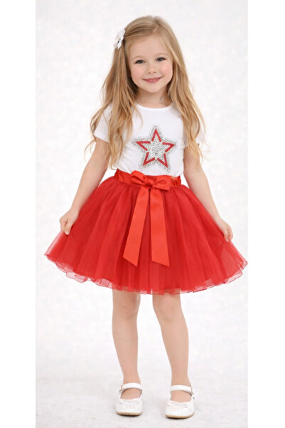 Nacar 23 Nisan 29 Ekim Kız Çocuk Taş Yıldız Detaylı T-shirt&Tütü Etek Takım -...