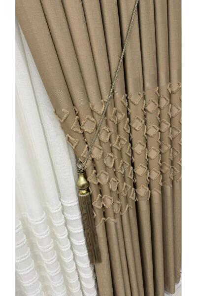 Fon Dünyası Linen Textured Furry Mink Panel Background Curtain (Single Panel)