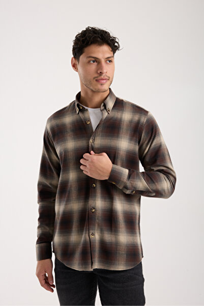 STEEL FABRİC Uzun Kol Teri Emen Pamuklu Flanelli Oduncu Kareli Desenli Regula...