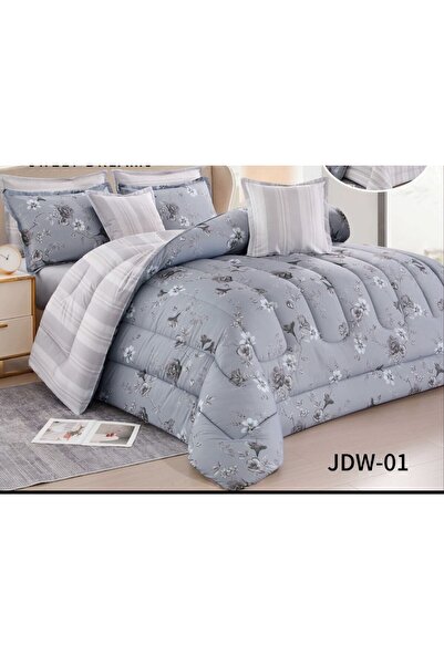 alzawia طقم لحاف مفرش سرير نفر مقلم ومريح وناعم 4 قطع مزدوج منقوش