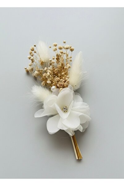 DİGGO Kuru Çiçek Arajman Yaka Çiçeği, Damat Sağdıç Çiçeği, Yaka iğnesi, Nişan...