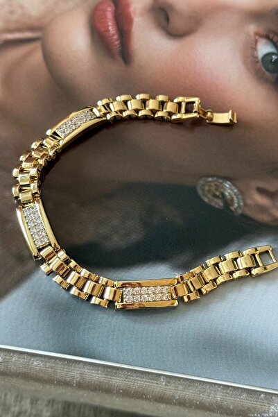 Trendy Butik Xuping Striped Zircon Stone Detailed Tag with Stone Detail