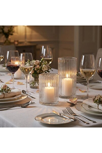 GLASSY Zarafetin Cam Hali: 2’li El İşçiliği Optik Silindir Set (15-20cm)