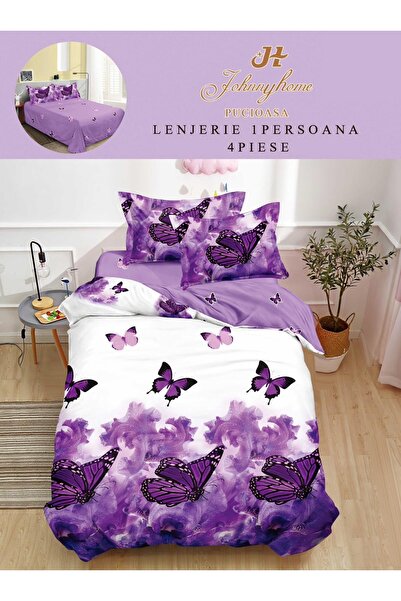 trendyhome Bed Linen 1 Person 4 Pieces, Fine Cotton, Modern Print