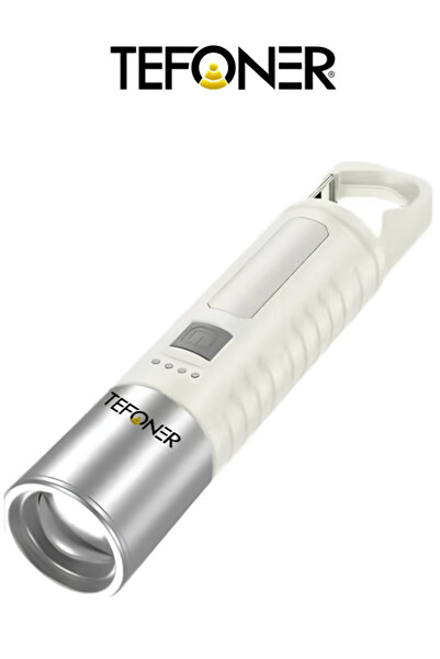 TEFONER A handheld flashlight with a battery level indicator. A powerful, adj...