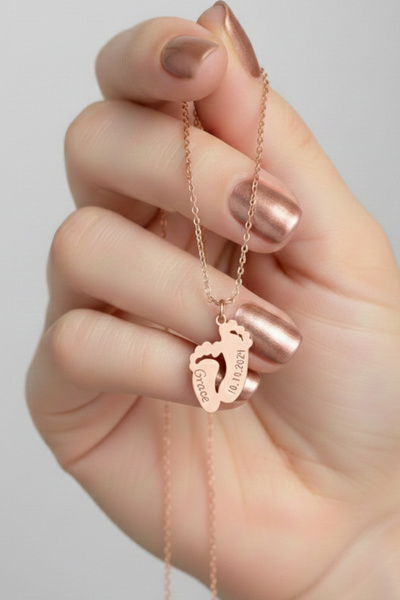 saramary 925 Ayar Gümüş Kişiselleştirilebilir İsimli Anne-Bebek 14 Ayar Altın...