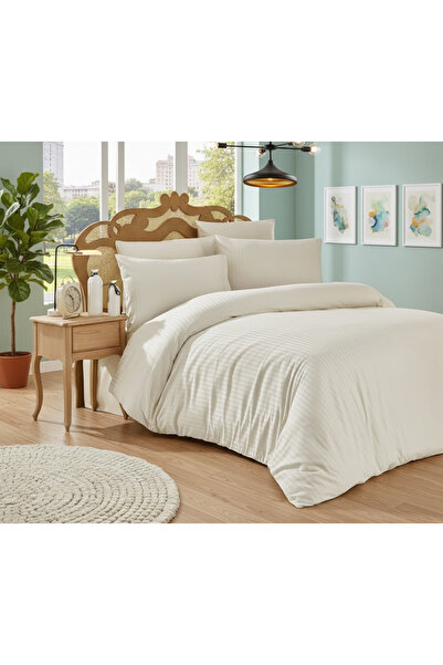 Alpateks Home طقم غطاء لحاف مفرد من القطن الساتان المخطط مقاس 120×200 سم (مع ...