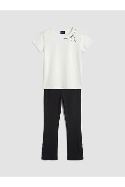 LC Waikiki Sparkling Choices Girls' Printed T-Shirt and Leggings from Shining...