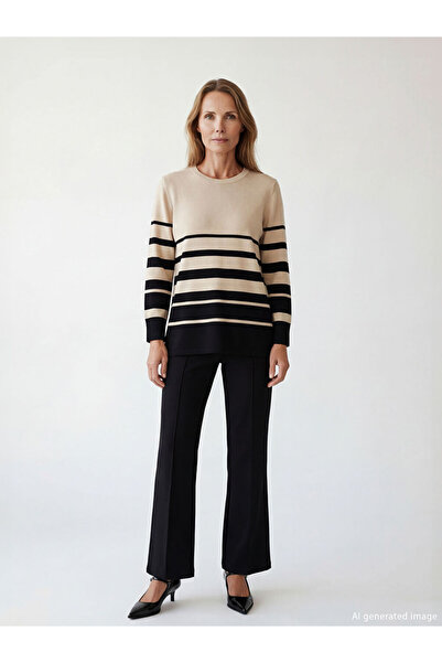 LC Waikiki Crew Neck Striped Women's Knitwear Sweater