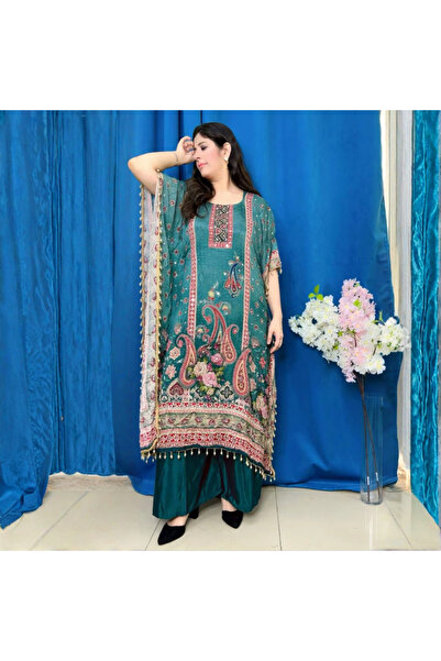 MYSMAR Green Chinon Silk Kuftan - ALN1005 | Green