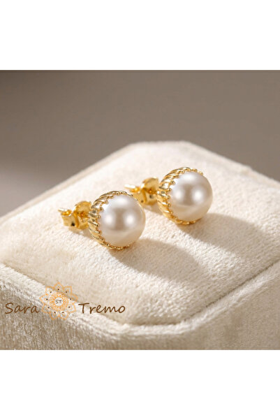 SaraTremo Pearl Earrings Set – Pearl Earrings Plated 18K Brazil