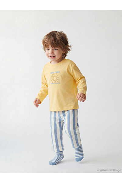 LC Waikiki RMZ GİYİM FARKIYA تي شيرت وبنطلون للأولاد الصغار بياقة روبا