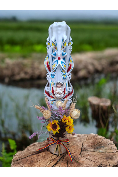 LumanariRegale Traditional carved baptism candle