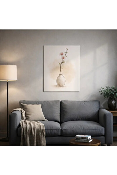 PosterPazar Minimal Suluboya Vazo Çiçek Poster - Çerçevesiz