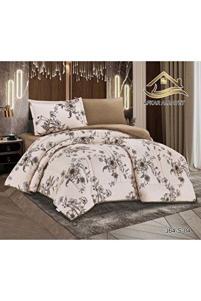 Afkar Albayet Single and a half summer bedspread, 4 pieces, floral pattern, m...