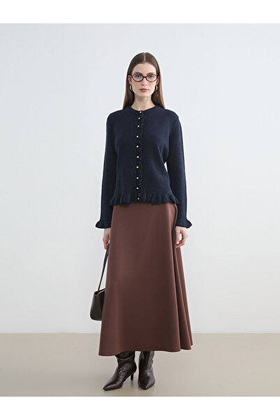 LC Waikiki Жіночий трикотажний кардиган з коміром-стійкою та рюшами