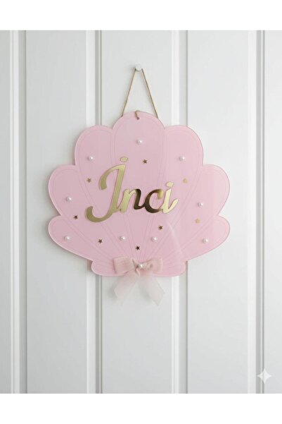 renkli mi renkli tasarım dünyası pleksi incili gold istiridye bebek kapı süsü...