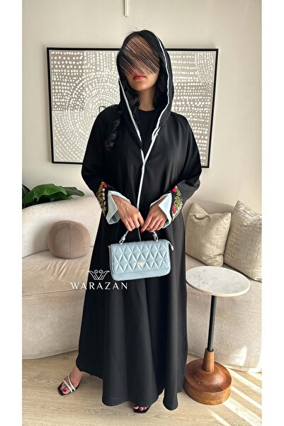 Warazan Black abaya with hand embroidery