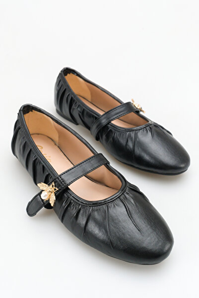 SENASTİL Flexible Flat Sole Women's Ballerina Shoes with Accessory Detail and...