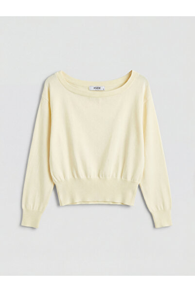 LC Waikiki Yellow Boat Neck Women's Knitwear Sweater