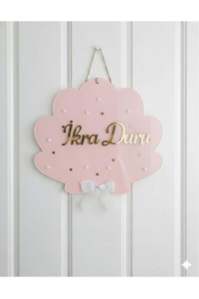 renkli mi renkli tasarım dünyası pleksi incili gold istiridye bebek kapı süsü...