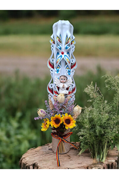 LumanariRegale Traditional carved baptism candle