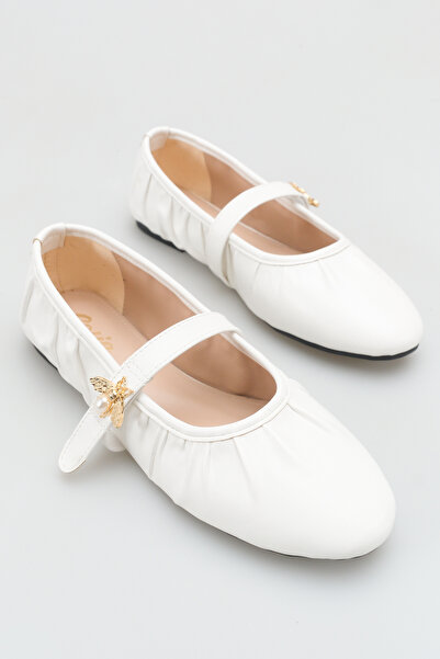 SENASTİL Flexible Flat Sole Women's Ballerina Shoes with Accessory Detail and...