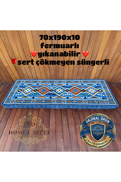 mdhomecarpet Şark Köşesi Minderi 70x190x10 Çökmeyen Süngerli Fermuarlı Yıkana...