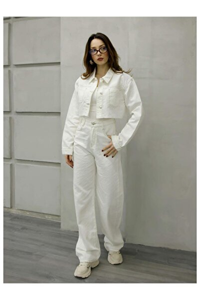 Coral Embossed Loose Trousers Pnt01723 Ecru