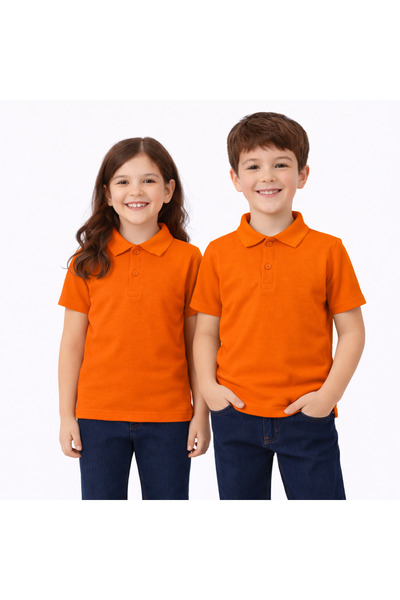 Store okul turuncu Polo Yaka kısakol tişörtleri kıyafetleri üniforması çocuk ...